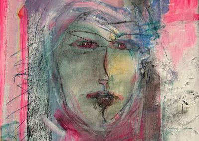 die 3 nornen: gegenwart 60x80 acryl,kreide,blei,papier auf leinwand