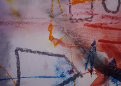 elke häusler "beweglichkeit5" aquarell,kreide,tusche auf bütte