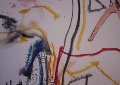 elke häusler "beweglichkeit4" aquarell,kreide,tusche auf bütte