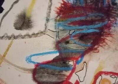 elke häusler "beweglichkeit3" aquarell,kreide,tusche auf bütte