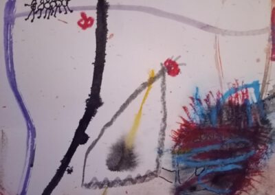 elke häusler "beweglichkeit1" aquarell,tusche,kreide auf bütte